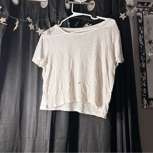 Casual White Striped Women's Tee